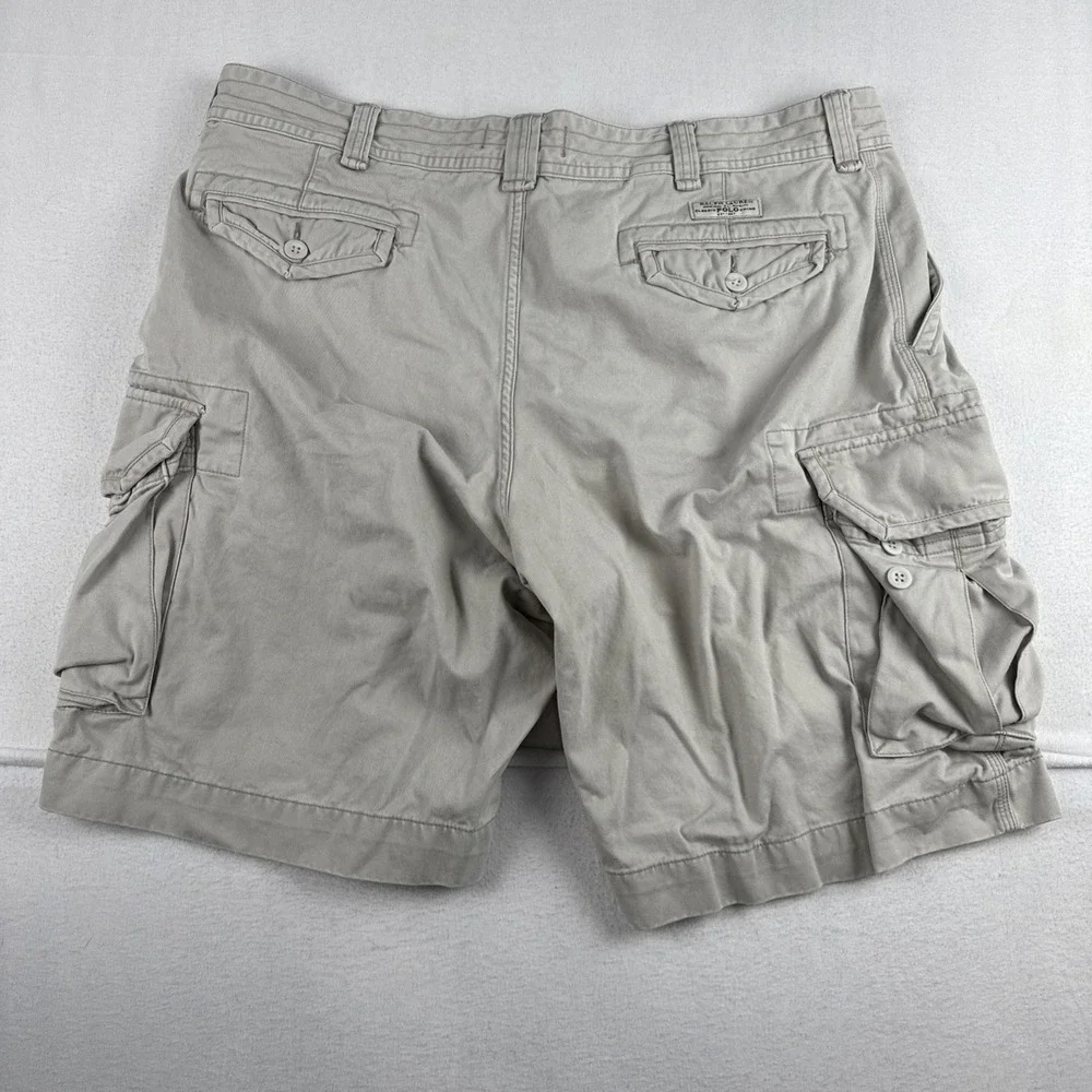Polo Ralph Lauren Mens Beige Baggy Cargo Shorts Sz 40, 90s y2K Utility Military